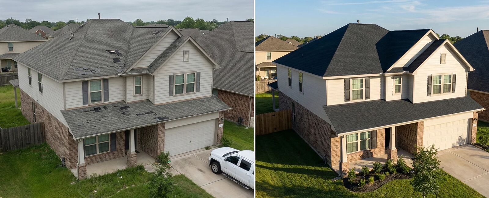 Storm Damage Repair in Katy, TX, before and after